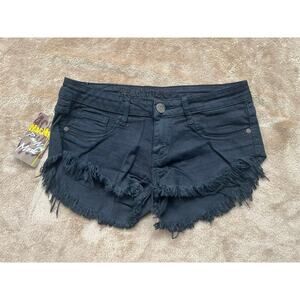 NWT Machine Nouvelle Mode Black Distressed Cutoff Jean Shorts Women's‎ Size 28/M